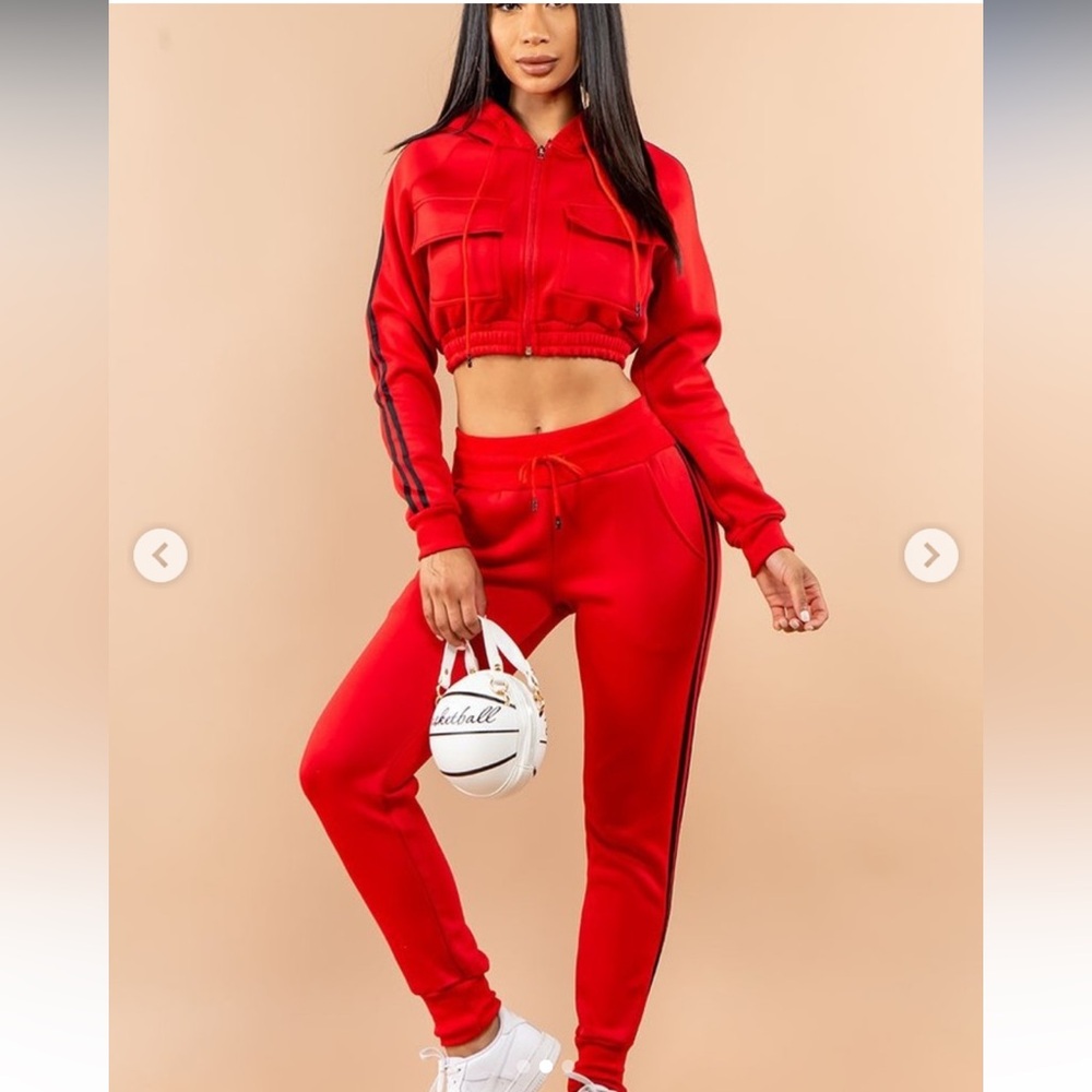 NWT! FUYUKAI Luxurious Tracksuit Set Size M (LAST ONE) Deep Red